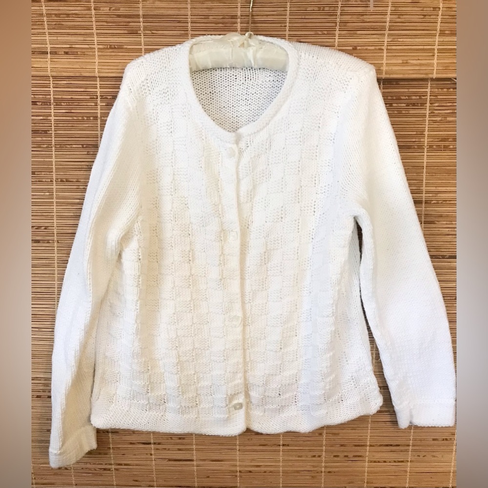 Hand Knitted Sweater Basket Weave Pattern Cottage-core